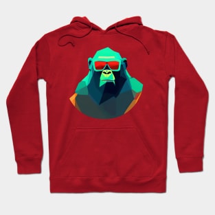 Cool Low Poly Gorilla wearing Sunglasses Hoodie